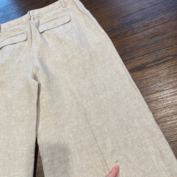 NWT J.Crew Sz 4 Wide-Leg Essential Pant Linen Lightweight High Rise Flax Beige - Picture 8 of 15